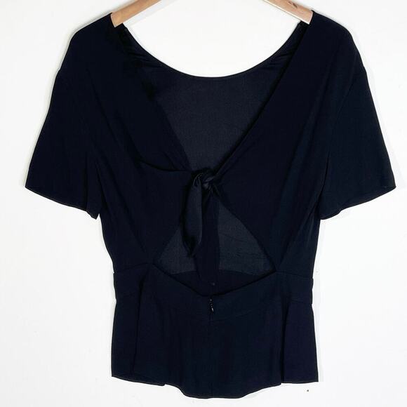A.L.C Women’s Black Short Sleeve Tie back peplum top size 8 - Picture 3 of 5